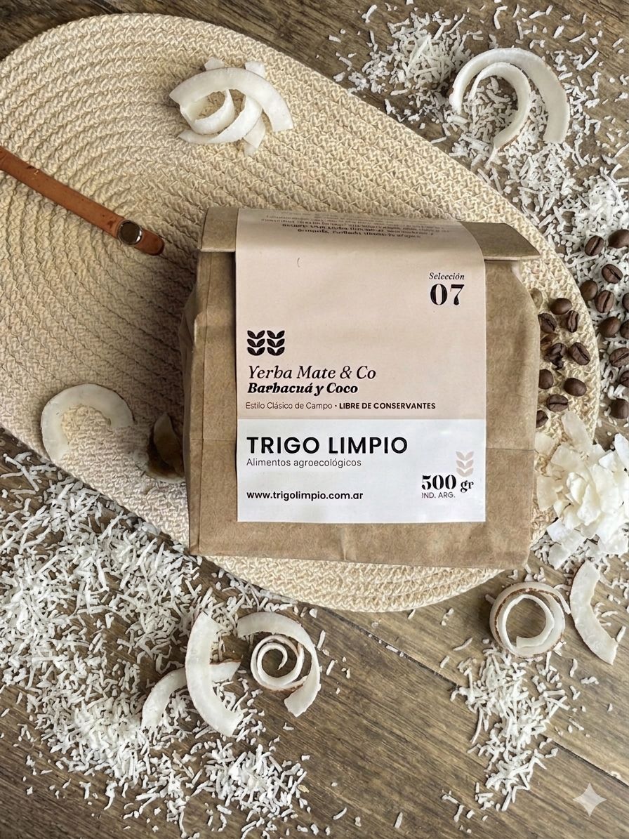 Bolsa de yerba mate Trigo Limpio, Selección 07: Barbacuá y Coco